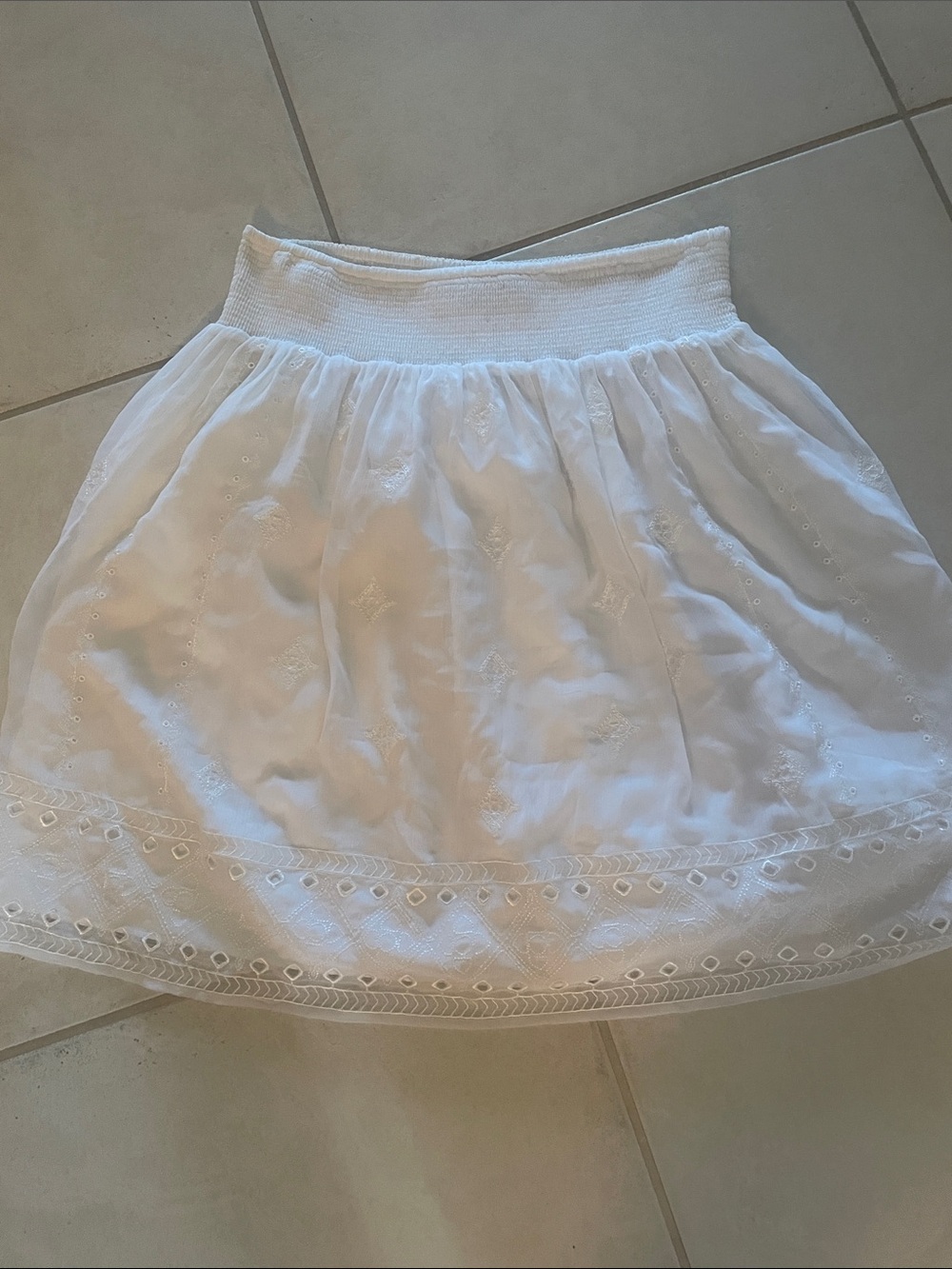 White House Black Market White Embroidered Eyelet Mini Skirt